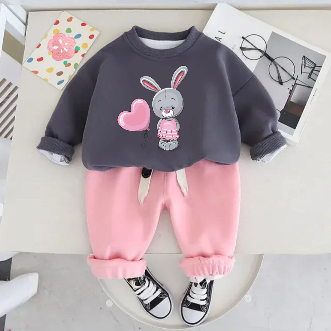 Дитячий костюм Cute Rabbit рожево-сірий (2432-t5)_first