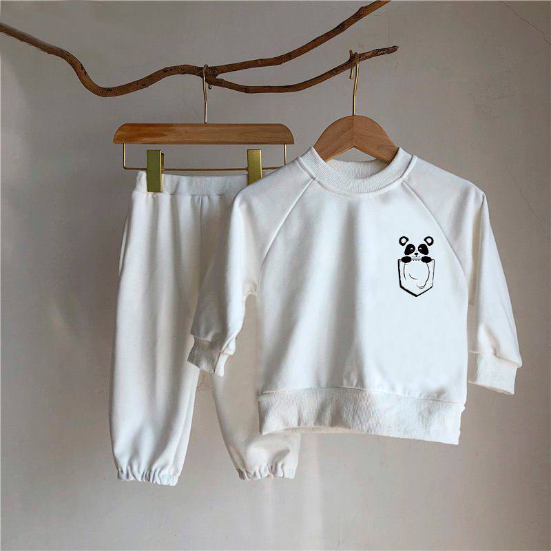 Дитячий костюм для дівчинки карман панда білий (6052)_first
