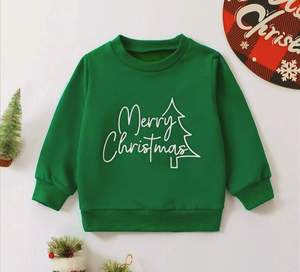 Світшот дитячий новорічний Merry Christmas футор з начосом зелений